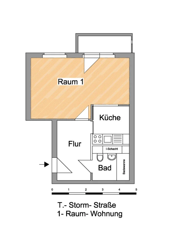 Grundriss einer Wohnung im Quartier Theodor-Storm-Straße