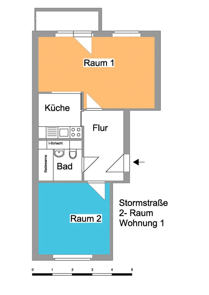 Grundriss einer Wohnung im Quartier Theodor-Storm-Straße