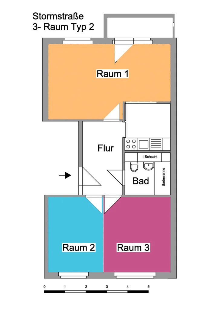 Grundriss einer Wohnung im Quartier Theodor-Storm-Straße