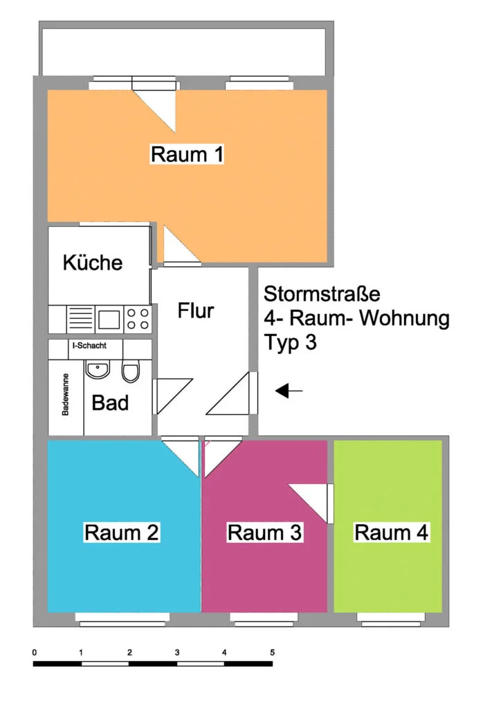 Grundriss einer Wohnung im Quartier Theodor-Storm-Straße